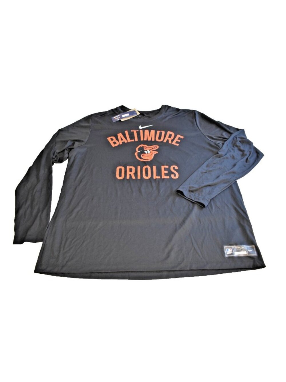 Nike Baltimore Orioles Dri-Fit 2XL Long Sleeve Men's T Shirt Black Orange